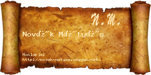 Novák Mátyás névjegykártya